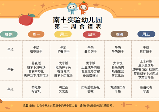 第二周食谱（9.7-9.11）