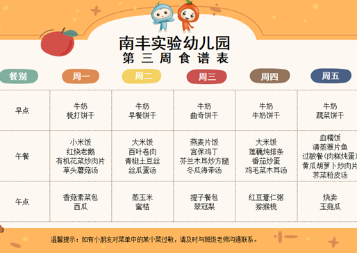 第三周食谱（9.14-9.18）
